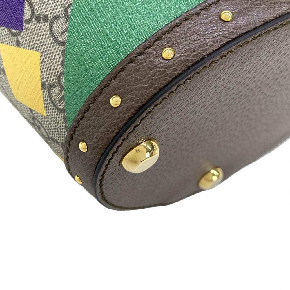 Gucci GG Plus / GG Supreme / Shelly Handbag 675882 Beige Dark Brown Multi PVC - Picture 7 of 16